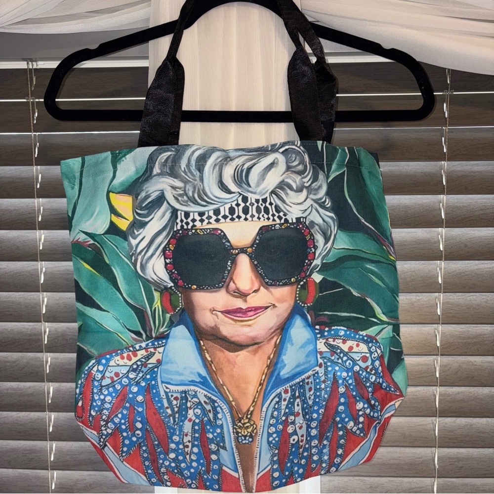 Tropical Print Tote Bag with Dorothy from Golden Girls Design
